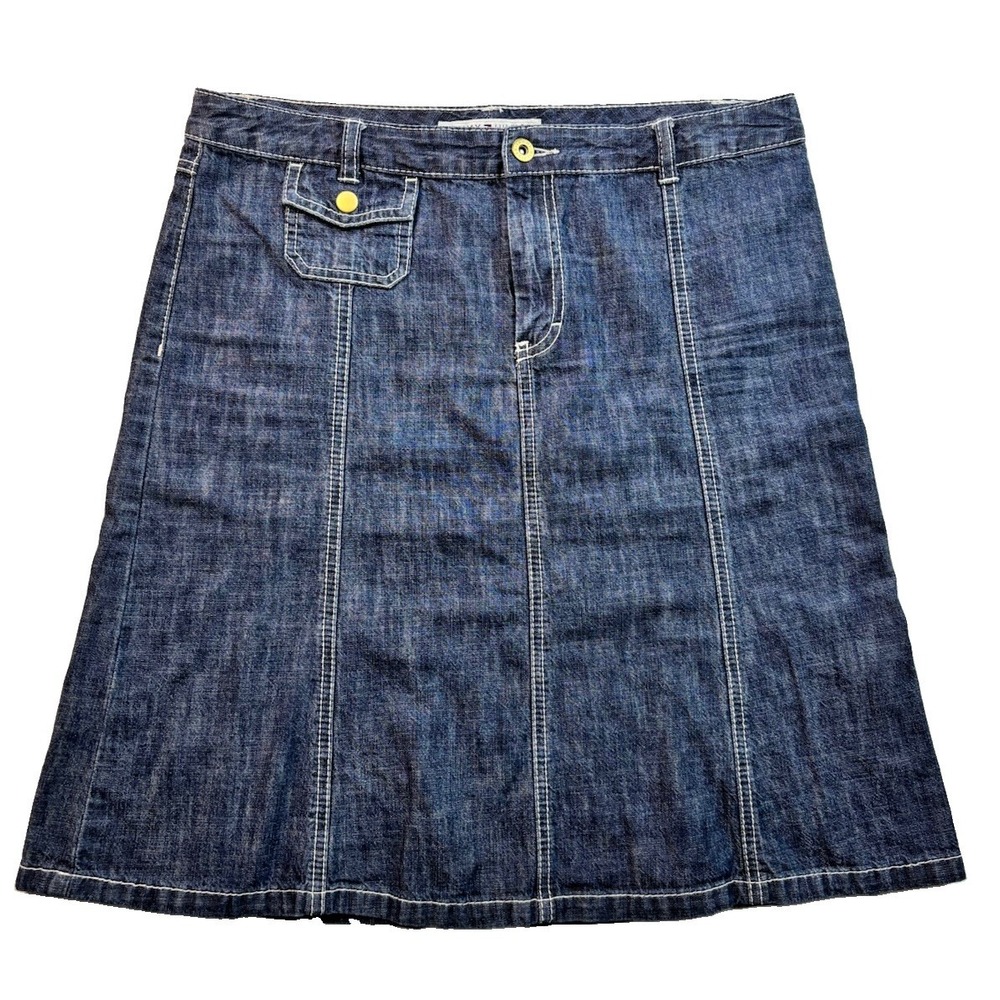 Tommy Hilfiger Denim A-Line Skirt Women's 10 Vintage 2005 Y2K A-Line Dark Wash